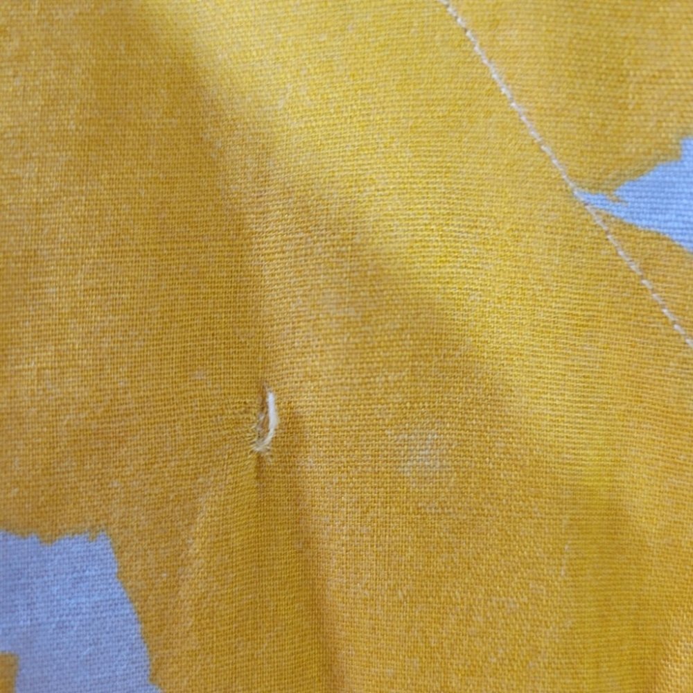 Vintage retro abstract midi dress yellow cotton linen blend size 36 small medium - Picture 11 of 12